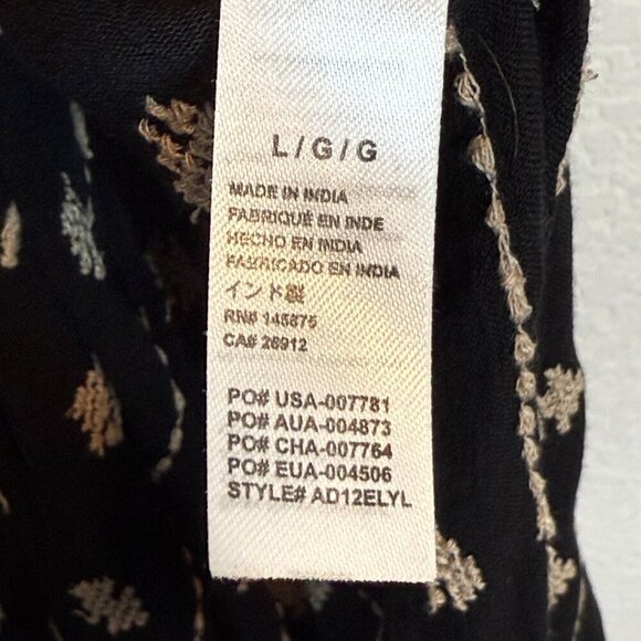 Black Maxi Dress Embroidered Beach Button Up Large - Picture 12 of 15